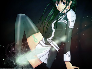Green haired girl space anime - white shirt free wallpaper