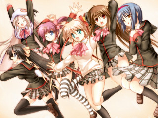 Anime girls long hair stockings - a picture together free wallpaper
