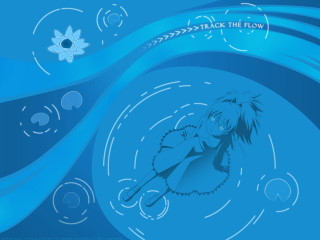 Blue background girl flower analytical - analytical art free wallpaper