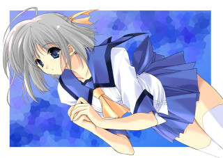 Anime blue dress white hair - white hair free wallpaper