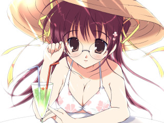Woman bikini drink hat bed - a woman in a bikini holding free wallpaper
