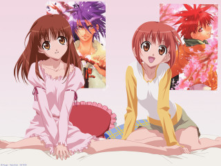 Pink haired anime girls bed - pink hair free wallpaper