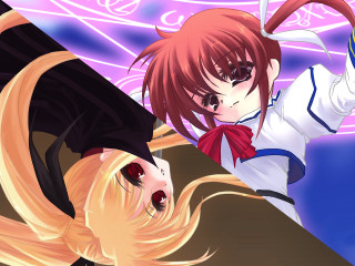 Anime girls longhair redhair glasses - two anime character one free wallpaper