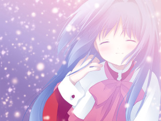 Girl pink shirt snow anime - a pink shirt free wallpaper