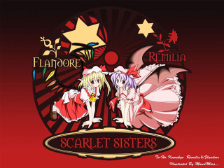 Anime girls red background stars - a couple of anime girls free wallpaper