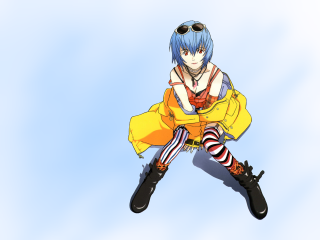Blue hair glasses yellow dress - neofauvism free wallpaper