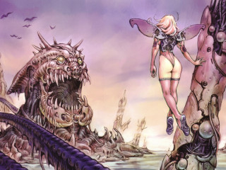 Woman bikini giant monster water - a huge head free wallpaper