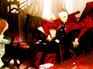 Red suit man couch umbrella - a red suit free wallpaper
