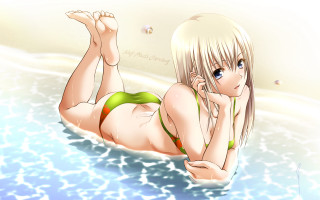 Beach bikini woman water sand - white skin free wallpaper
