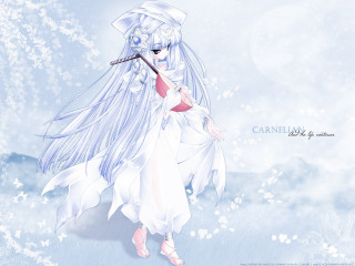 Anime white dress long hair - a stick free wallpaper
