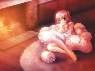 Girl cloud teddy fireplace anime - a teddy bear free wallpaper for desktop