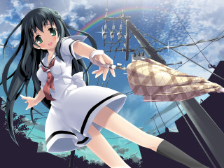 Girl flying kite short dress - a short dress free wallpaper
