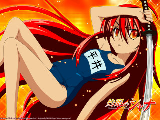 Red hair katana anime sunset - a picture in front free wallpaper