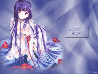 Anime girl purple hair blue - long purple hair free wallpaper