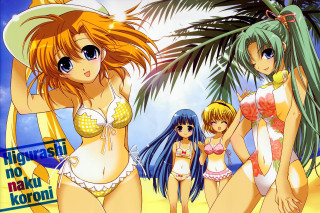 Beach girls palm tree bikini 2 - free bikini wallpaper