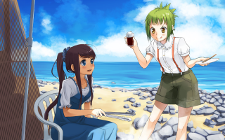 Girl bench drink cellphone sitting - a bench next free wallpaper