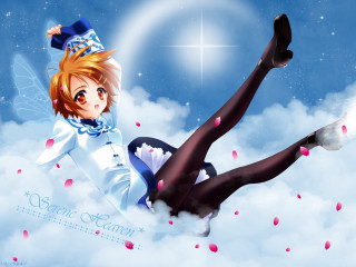 Woman flying romantic anime aurora - a white dress free wallpaper