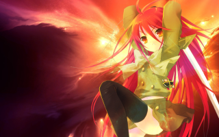 Red haired woman sword colorful - red free wallpaper for desktop