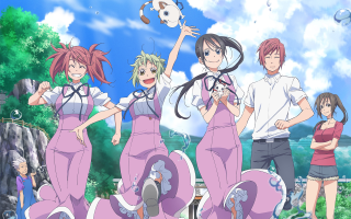 Anime characters blue sky clouds 32 - a group of anime characters free wallpaper