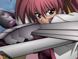 Anime weapon sword smile blue - a sword and a sword blade free wallpaper