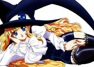 Witch hat woman laying manga - her leg free wallpaper