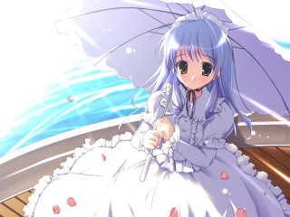 Woman boat umbrella dress rain - a white dress holding free wallpaper