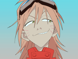 Longhair redshirt goggles smile bluebackground - lineart free wallpaper
