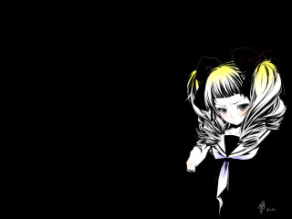 Blonde girl twintails school uniform - a white background free wallpaper for desktop