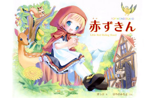 Girl deer bird hood cape - over her head free wallpaper