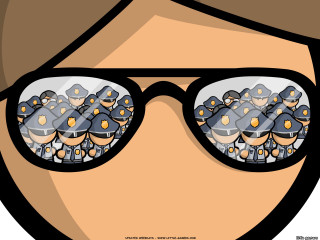 Glasses reflection police cartoon orange - graphic novel free wallpaper