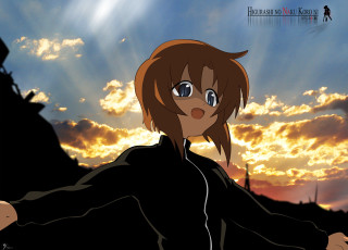 Girl black dress sunset clouds - a sunset free wallpaper