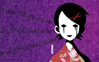 Yandere kimono floral blackhair purple - a cross free wallpaper