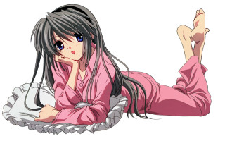 Woman lying crossed legs anime - her head free wallpaper for desktop