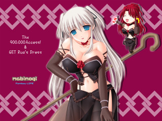 Cosplay woman doll flowers blue - official art free wallpaper for desktop