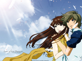 Sky couple hug clock dress - a clock in the background free wallpaper