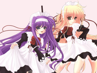 Purple haired anime maid detailed - long purple hair free wallpaper
