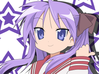 Anime girl purple hair blue 13 - the background and a star free wallpaper