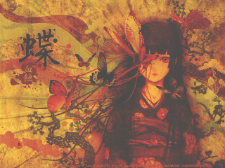 Woman butterfly painting autumn himecut - pop surrealism free wallpaper