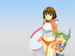Cartoon girl bikini surfboard toy - computer graphic free wallpaper