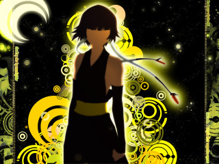 Woman black dress sword yellow - anime visual free wallpaper