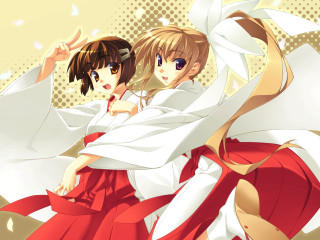 Anime girls red white hakama - outfit free wallpaper