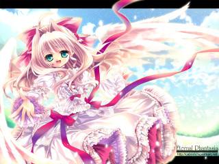 Anime girl cloud pink ribbon - a pink bow free wallpaper