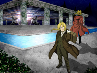 Man suit tie building pool - two man free wallpaper