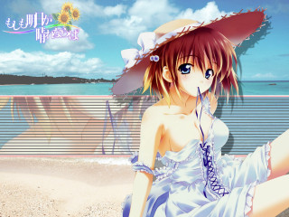 Beach sunhat sunflower dress blueeyes - a woman in a dress and hat free wallpaper