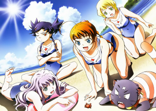 Beach girls cat sand sky - a group of people free wallpaper