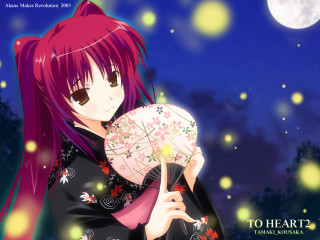 Pink hair girl fullmoon stars - background free wallpaper