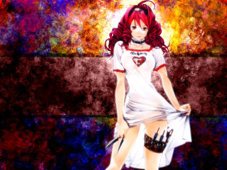 Woman redhair whiteDress autumn leaves - a white dress holding free wallpaper