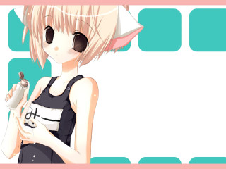Anime girl furry catsuit pinkblue - a pink border free wallpaper
