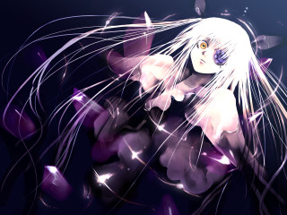 White haired girl purple floral - a character portrait free wallpaper