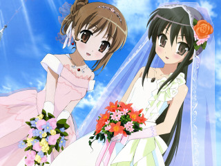 Wedding dresses two women flower - two woman free wallpaper